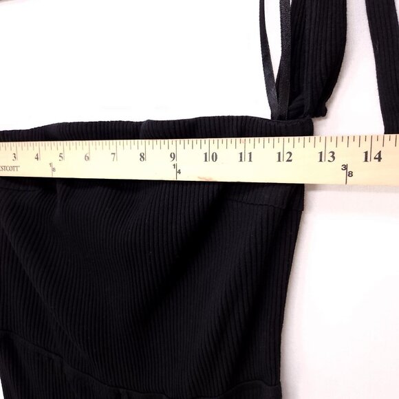 NBD Revolve Eden Jumpsuit Shoulder Tie Straps Ribbed Black Small Crop Straight - Picture 7 of 13